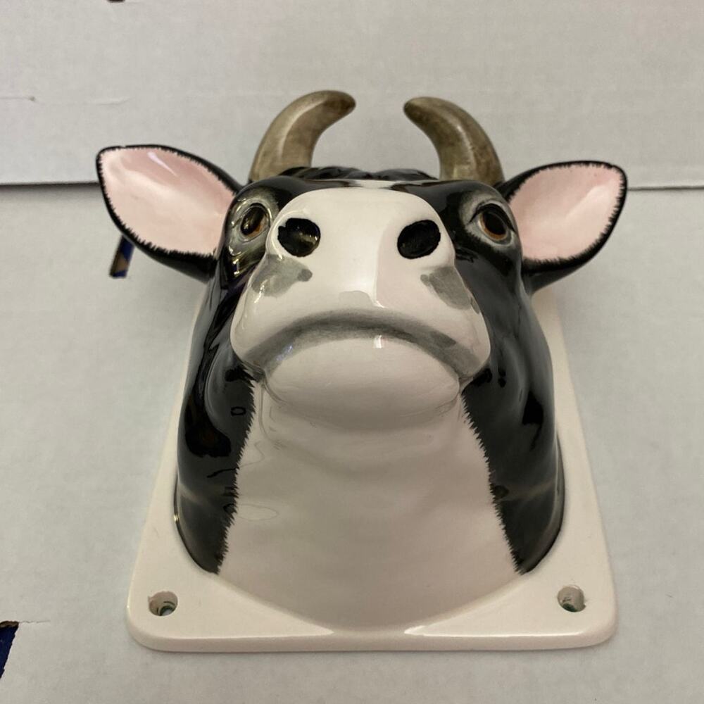 Vintage Cow Bull Head Ceramic Wall Mount Farm Decor Made in Japan Farmyard - Picture 4 of 11